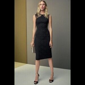 Revolve x Dress The Population Gwen Midi Dress: Black Lace, size M